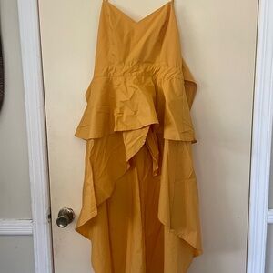 Yellow Strapless Ruffle Dress Tunic